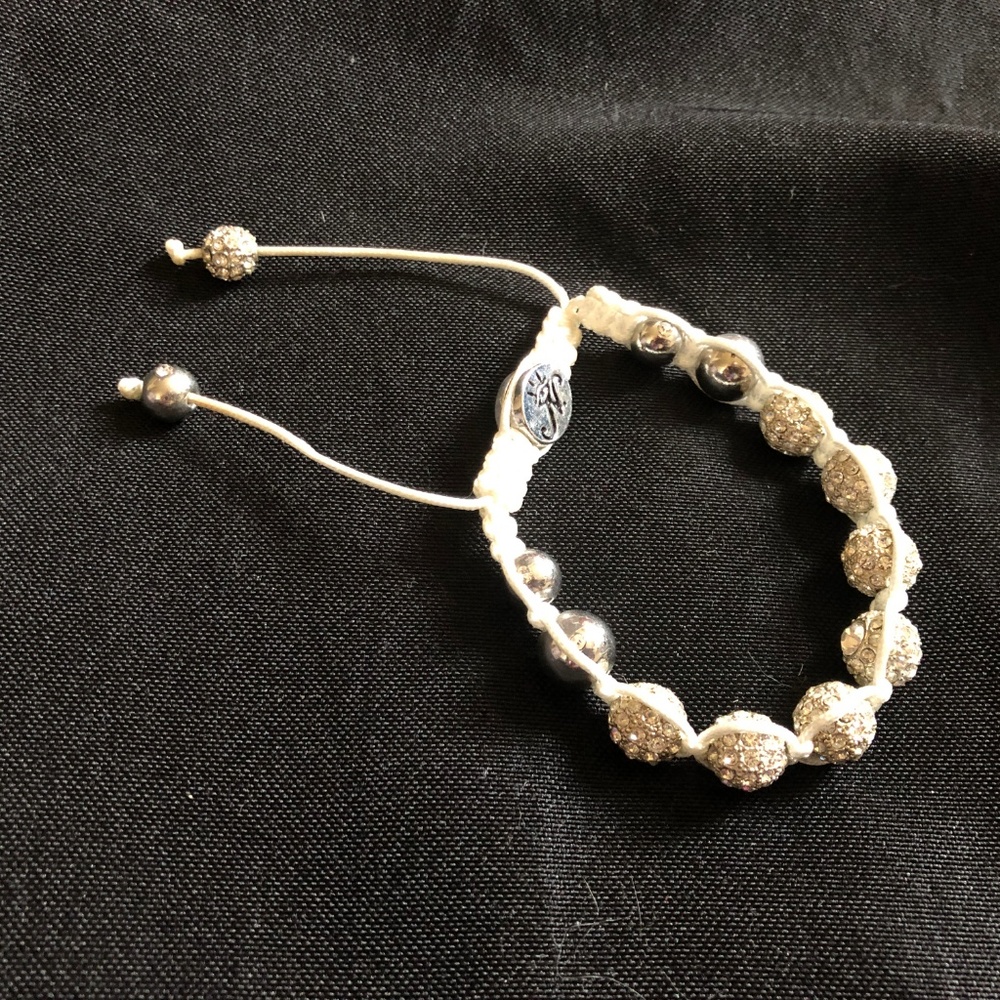 White Thread & Silver with Sparkle Bracelet - Picture 2 of 5